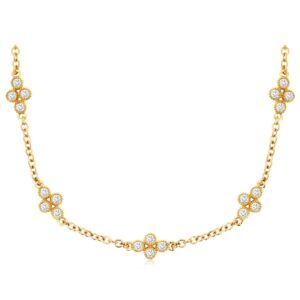YELLOW GOLD 11 STATION DIAMOND NECKLACE C8038D