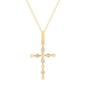 YELLOW GOLD DIAMOND CROSS PENDANT M7134