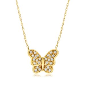 YELLOW GOLD DIAMOND BUTTERFLY NECKLACE H1605D