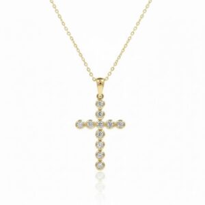 YELLOW GOLD DIAMOND CROSS NECKLACE M6409