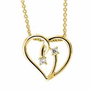 YELLOW GOLD DIAMOND DOUBLE HEART PENDANT PD10653-1YD