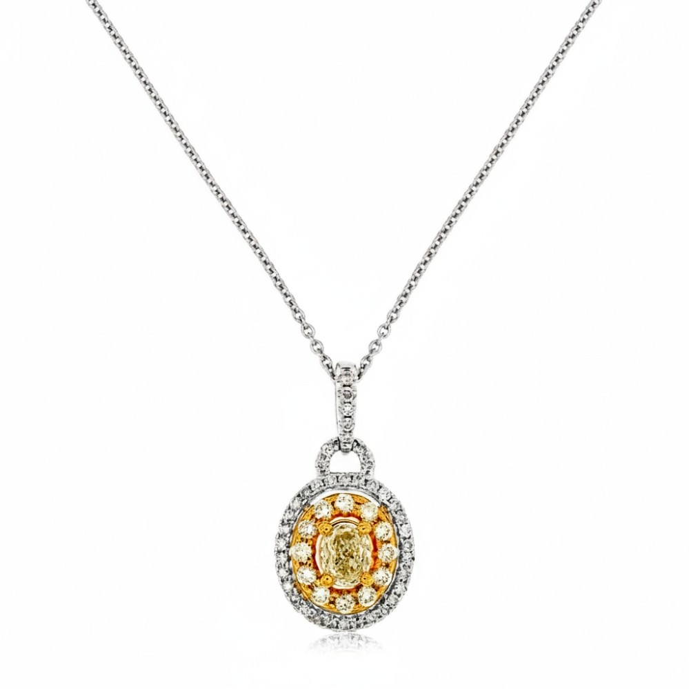 WHITE GOLD YELLOW DIA & DIAMOND PENDANT WC7429Y