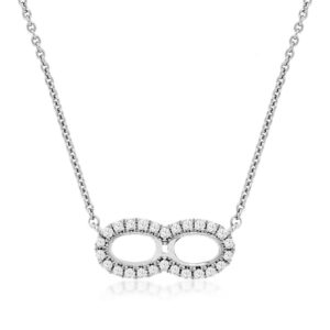WHITE GOLD DOUBLE CIRCLE DIAMOND NECKLACE WC9785D