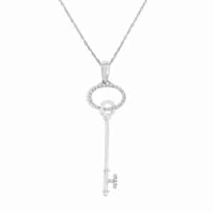 WHITE GOLD DIAMOND KEY PENDANT WH1849D