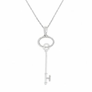 WHITE GOLD DIAMOND KEY PENDANT WH1849D