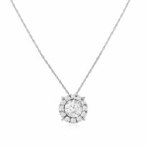 WHITE GOLD DIAMOND CIRCLE HALO PENDANT WH1293D