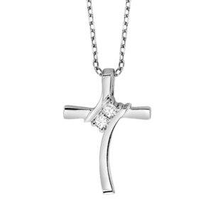 WHITE GOLD DIAMOND CROSS PENDANT TWO1020-1WD