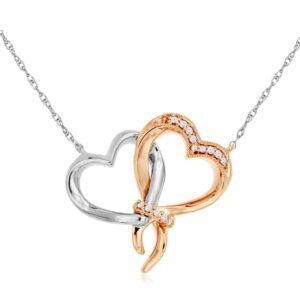 WHITE & ROSE GOLD DIAMOND HEART NECKLACE WC9492D