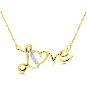 YELLOW GOLD DIAMOND LOVE PENDANT C8736D