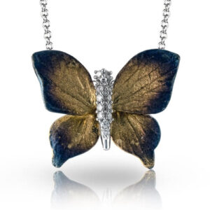 SIMON G. 18K MONARCH BUTTERFLY DIAMOND PENDANT NECKLACE DP229