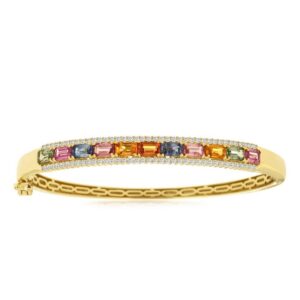YELLOW GOLD SAPPHIRE & DIAMOND BANGLE H2845M
