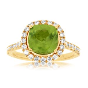 YELLOW GOLD PERIDOT AND DIAMOND RING 3904X