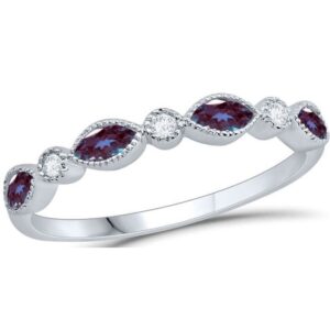 WHITE GOLD ALEXANDRITE & DIAMOND BAND M5431