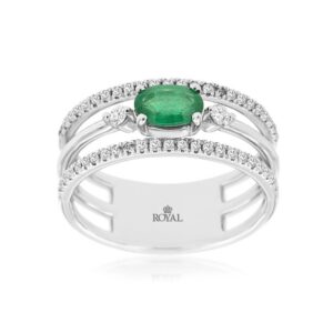 WHITE GOLD EMERALD & DIAMOND RING WH2340E