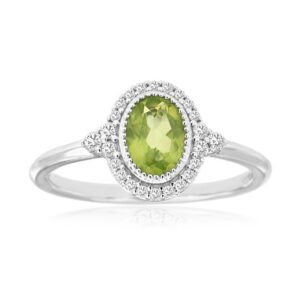 WHITE GOLD PERIDOT & DIAMOND RING WH2462X