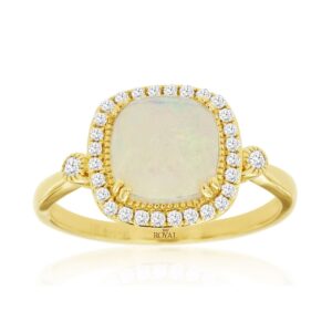 YELLOW GOLD OPAL & DIAMOND RING C7496F
