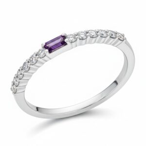 WHITE GOLD AMETHYST & DIAMOND RING M6774