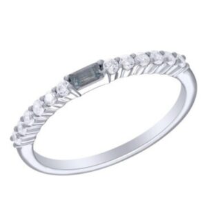 WHITE GOLD AQUAMARINE & DIAMOND RING M6775