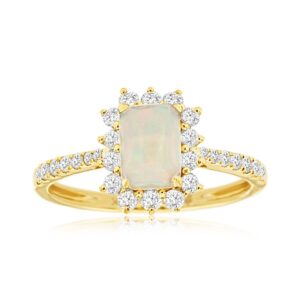 YELLOW GOLD OPAL & DIAMOND RING H1197F