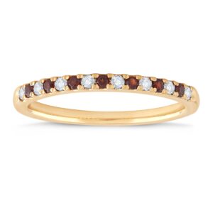 YELLOW GOLD GARNET AND DIAMOND BAND M4773
