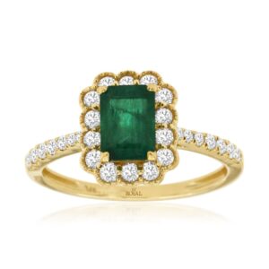 YELLOW GOLD EMERALD & DIAMOND RING H1205EM