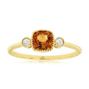 YELLOW GOLD CITRINE & DIAMOND RING H1631CT
