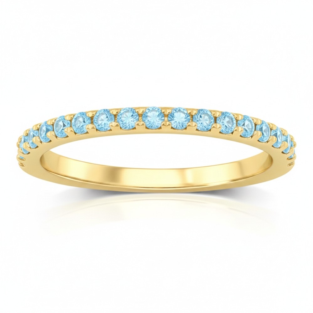 YELLOW GOLD BLUE TOPAZ RING M6496