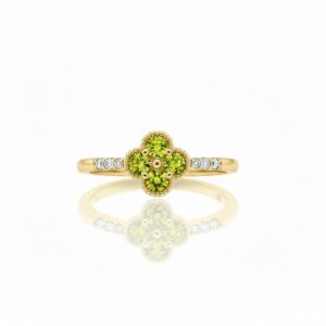 YELLOW GOLD PERIDOT & DIAMOND RING M7051