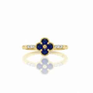 YELLOW GOLD SAPPHIRE & DIAMOND RING M7052