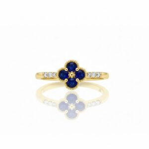 YELLOW GOLD SAPPHIRE & DIAMOND RING M7052