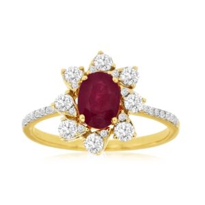 YELLOW GOLD RUBY & DIAMOND RING C9420RB