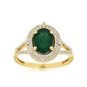YELLOW GOLD EMERALD & DIAMOND RING C9944EM