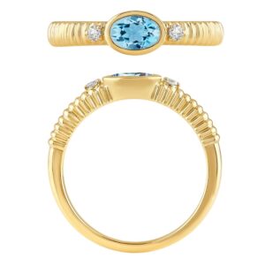 YELLOW GOLD AQUAMARINE & DIAMOND RING M7085