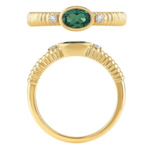 YELLOW GOLD EMERALD & DIAMOND RING M7087
