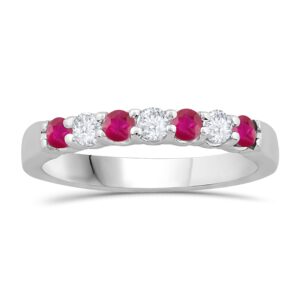 WHITE GOLD RUBY & DIAMOND BAND M5459