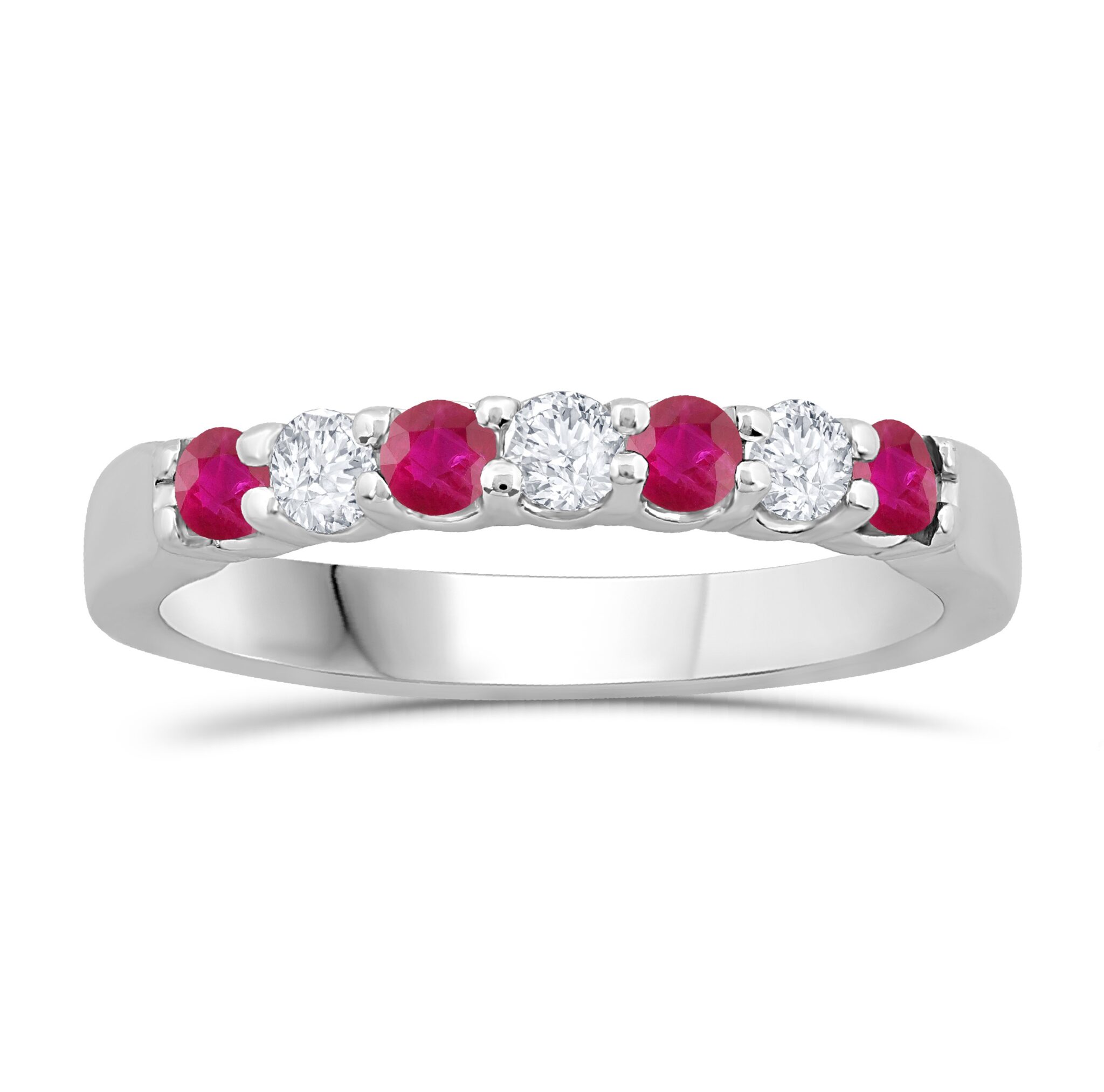 WHITE GOLD RUBY & DIAMOND BAND M5459