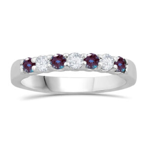WHITE GOLD ALEXANDRITE & DIAMOND BAND M5458