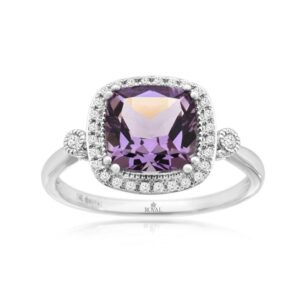 WHITE GOLD AMETHYST & DIAMOND RING WC7496A