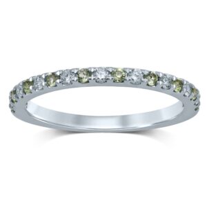 WHITE GOLD PERIDOT AND DIAMOND BAND M4780