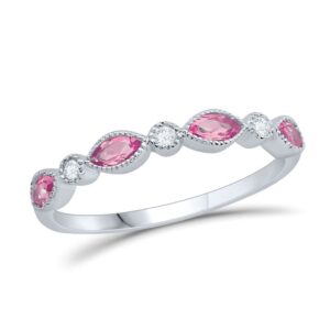 WHITE GOLD PINK TOURMALINE & DIAMOND BAND M5435