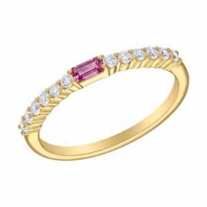 YELLOW GOLD PINK TOURMALINE & DIAMOND RING M6782