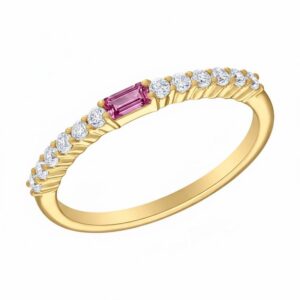 YELLOW GOLD PINK TOURMALINE & DIAMOND RING M6782