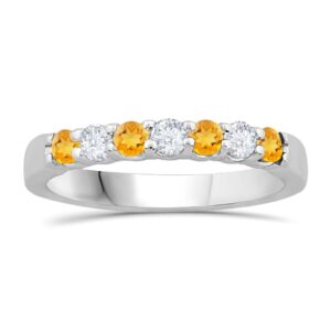 WHITE GOLD CITRINE & DIAMOND BAND M5463