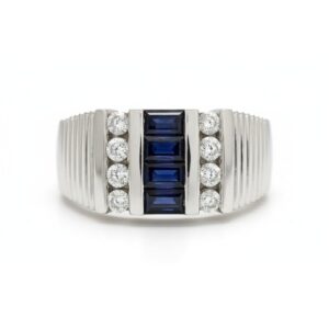 WHITE GOLD SAPPHIRE & DIAMOND RING W2767SP