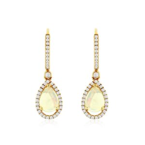 YELLOW GOLD OPAL & DIAMOND EARRINGS C6407F