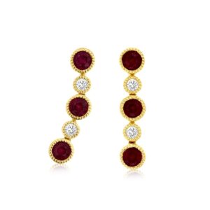 YELLOW GOLD RUBY & DIAMOND EARRINGS H1404RB