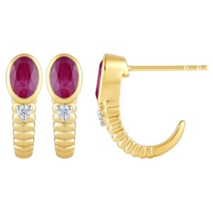 YELLOW GOLD RUBY & DIAMOND EARRINGS M7187