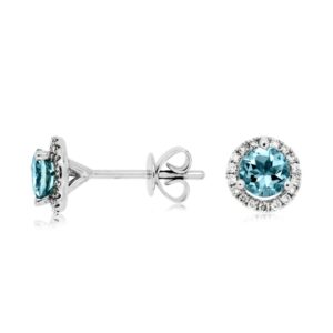 WHITE GOLD AQUAMARINE & DIAMOND EARRINGS WC6404Q