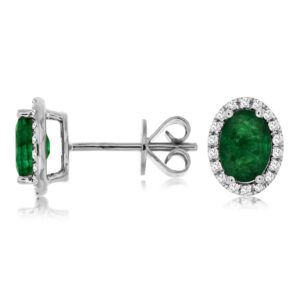 WHITE GOLD EMERALD & DIAMOND EARRINGS WC8645E