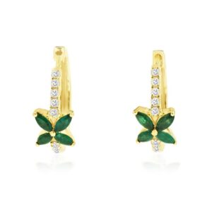 YELLOW GOLD EMERALD & DIAMOND EARRING H2657EM